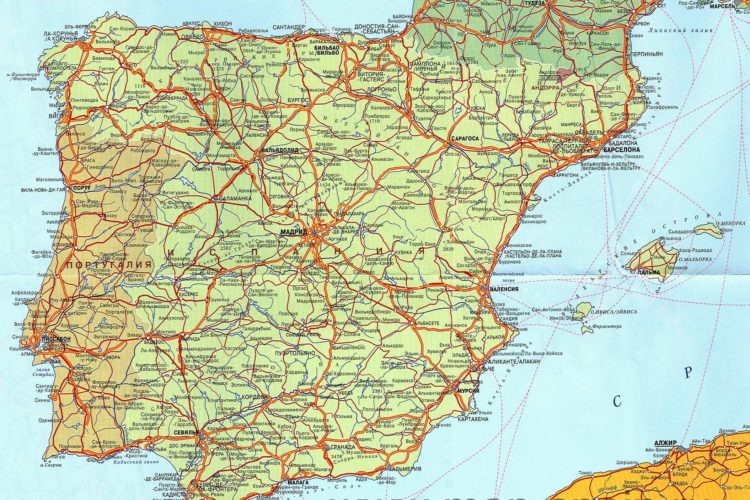 карта испании с городами и курортами