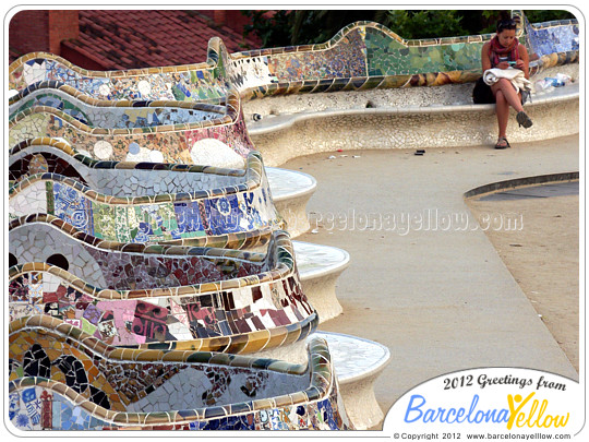 Famous bench by Antoni Gaudi Barcelona