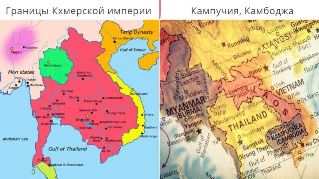 Карта - границы Гхмерской империи Карта Кхмерской империи
