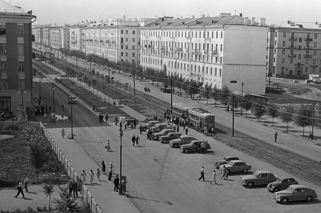 Улица Победы в Кировском районе города Куйбышева (Самара). 1960 год.