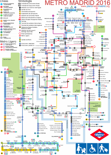 Madrid metro map
 2016, schematic, travel, disabled, disabled people, baggage, wheelchair, prams, babe