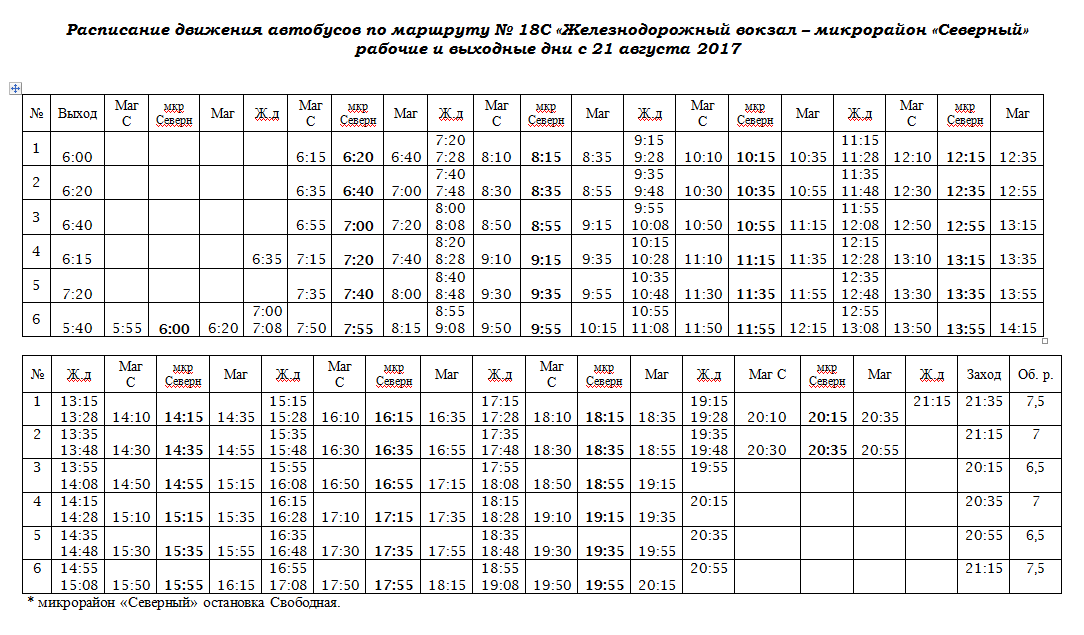 Расписание автобусов 18с лесной