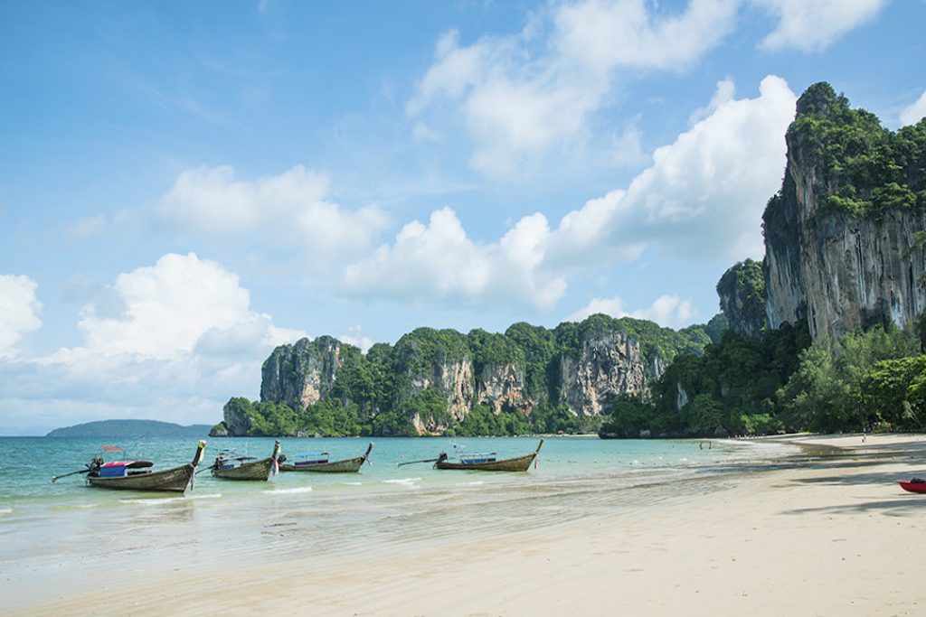 Railay Beach in Thailand has beautiful sand, aqua waters and natural beauty